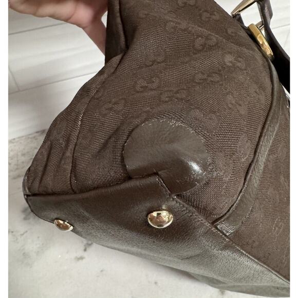 Auth Gucci GG Canvas Brown Abbey Tote Handbag - Picture 9 of 16